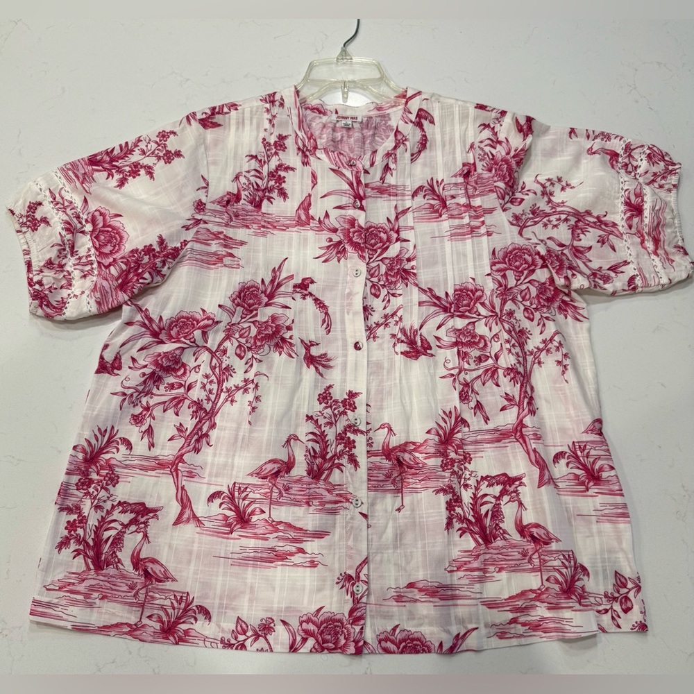 Johnny Was Pink Floral Button Down Shirt - Picture 4 of 10